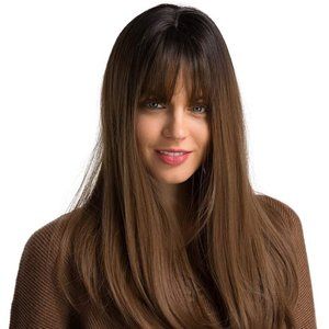 22"Long synthetic wig with Dark Root ombre
